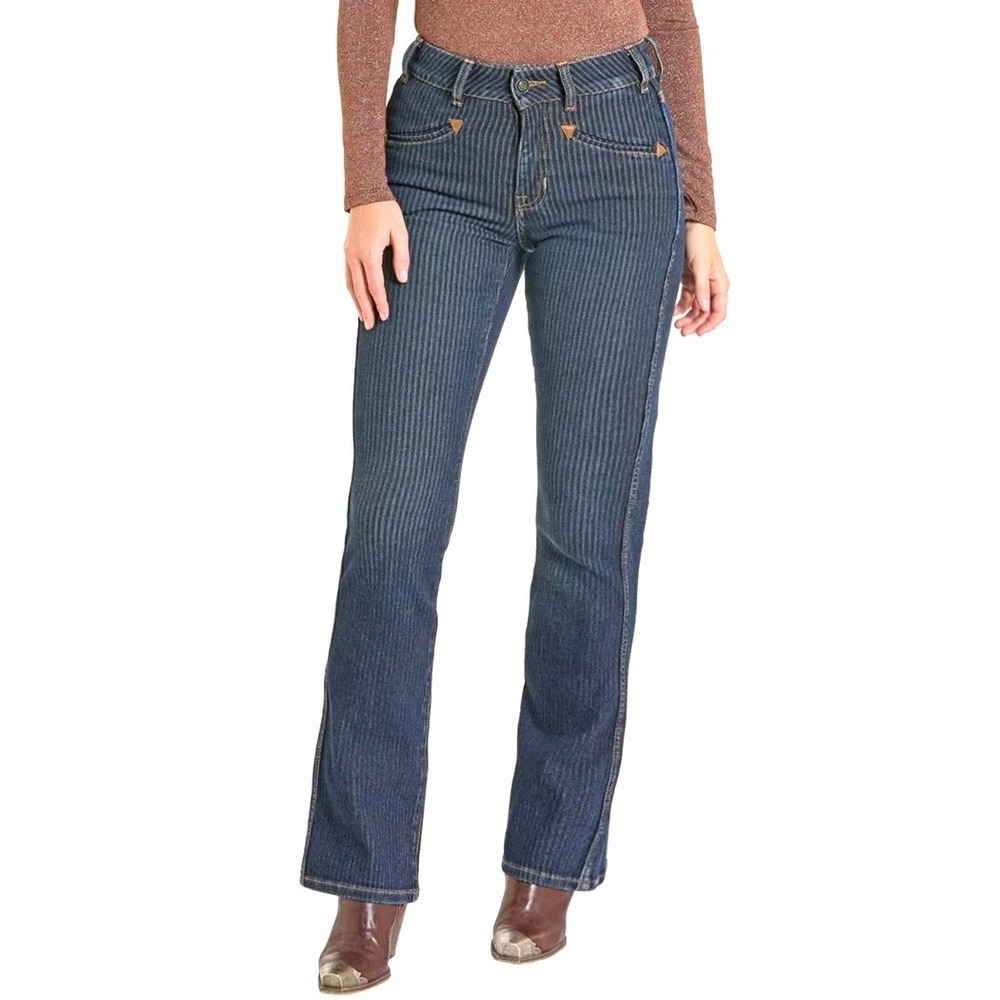 Rock & Roll West Desperado High‎ Rise Striped Jacquard Bootcut Jeans Women's 27